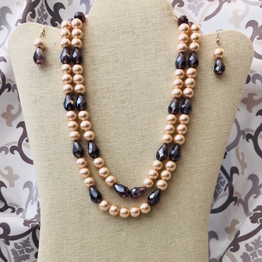 Necklace, Earring and Bracelet Glass Bead Set